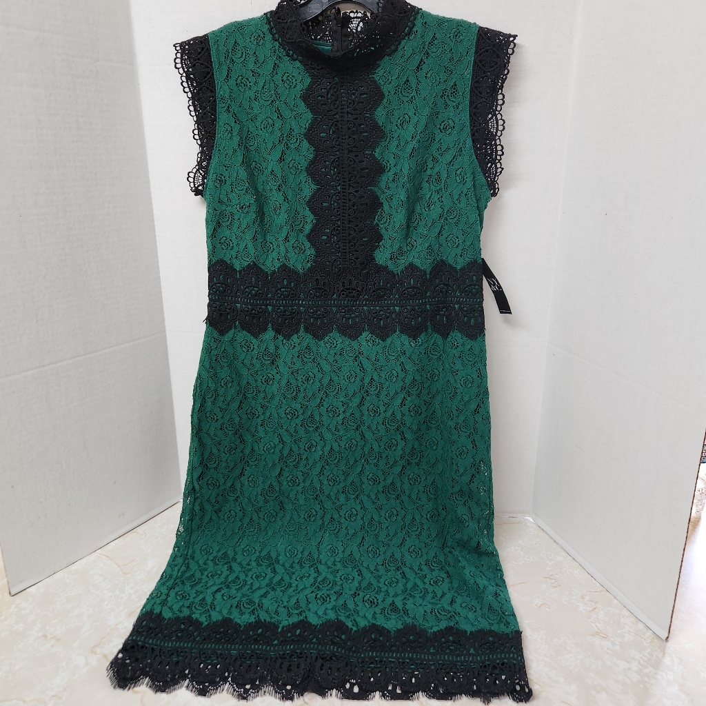Ny&C Green Black Lace Dress Size L Large Cocktail Dinner Cruise Wear New